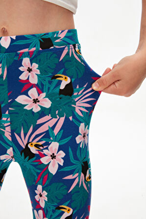 Tropical Parrot Kız Çocuk Desenli Yazlık Tayt