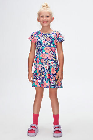 Neon Garden Kız Çocuk Desenli Kısa Kollu Elbise