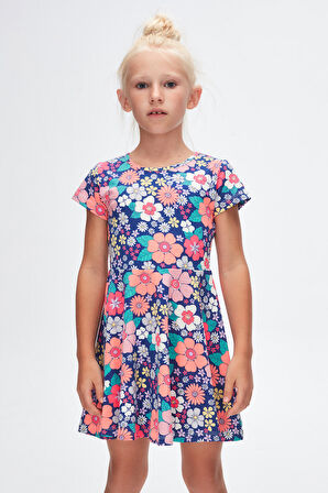 Neon Garden Kız Çocuk Desenli Kısa Kollu Elbise