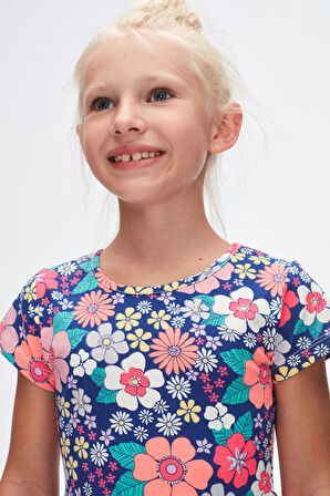 Neon Garden Kız Çocuk Desenli Kısa Kollu Elbise