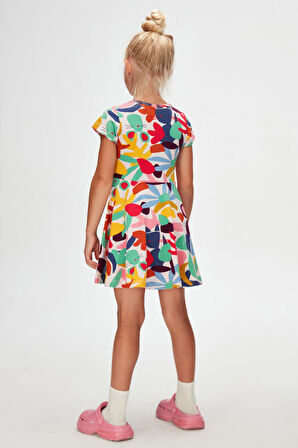 Cutouts Foliage Kız Çocuk Desenli Kısa Kollu Elbise