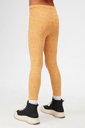 Hardal Yonca Desen Jakarlı Kız Çocuk Tam Boy Tayt