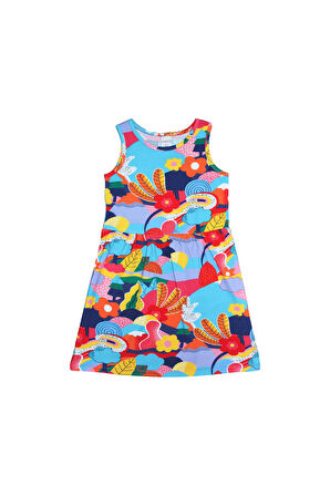 Sunny Garden Kız Çocuk Desenli Kolsuz Elbise