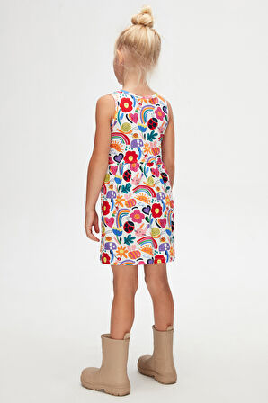 Little Friends Kız Çocuk Desenli Kolsuz Elbise