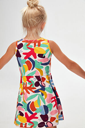 Cutouts Foliage Kız Çocuk Desenli Kolsuz Elbise