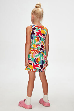 Cutouts Foliage Kız Çocuk Desenli Kolsuz Elbise