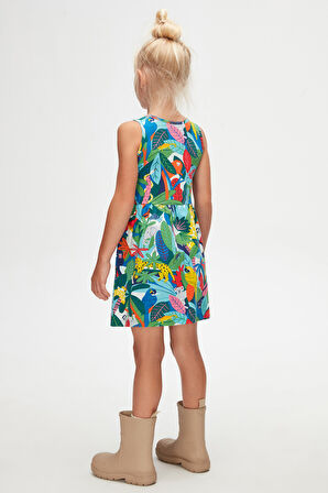 Tropical Zoo Kız Çocuk Desenli Kolsuz Elbise