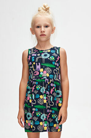 Cutouts Animal Kız Çocuk Desenli Kolsuz Elbise