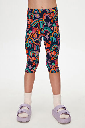 Brave & Happy Kız Çocuk Desenli Diz Altı Tayt Kapri