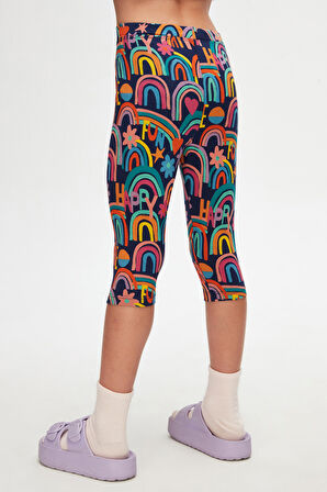 Brave & Happy Kız Çocuk Desenli Diz Altı Tayt Kapri