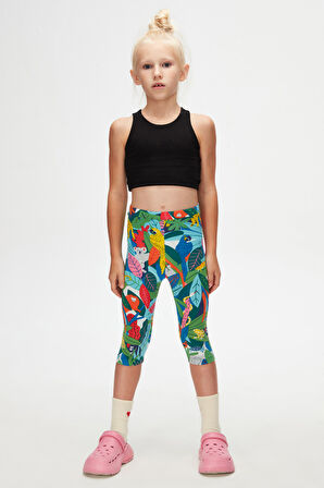 Tropical Zoo Kız Çocuk Desenli Diz Altı Tayt Kapri