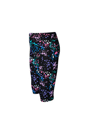 Siyah Spray Colors Kız Çocuk Yazlık Desenli Diz Altı Tayt Kapri