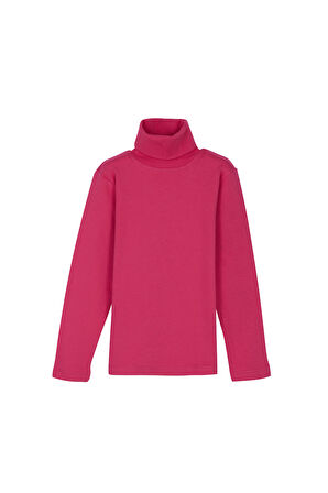 Fuşya Basic Kışlık Tam Balıkçı Yaka Uzun Kollu Kız Çocuk Tişört