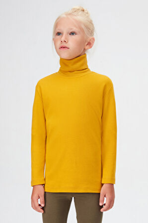 Hardal Basic Kışlık Tam Balıkçı Yaka Uzun Kollu Kız Çocuk Tişört