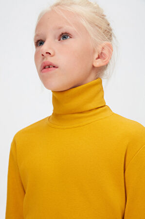 Hardal Basic Kışlık Tam Balıkçı Yaka Uzun Kollu Kız Çocuk Tişört