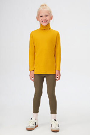 Hardal Basic Kışlık Tam Balıkçı Yaka Uzun Kollu Kız Çocuk Tişört