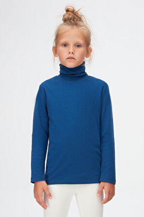 İndigo Basic Kışlık Tam Balıkçı Yaka Uzun Kollu Kız Çocuk Tişört