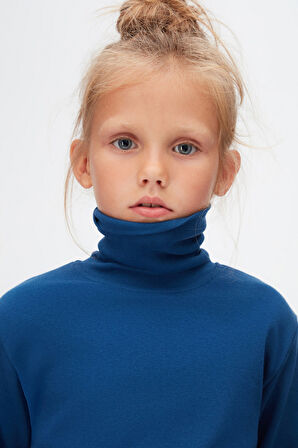 İndigo Basic Kışlık Tam Balıkçı Yaka Uzun Kollu Kız Çocuk Tişört