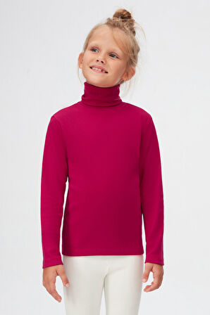 Mürdüm Basic Kışlık Tam Balıkçı Yaka Uzun Kollu Kız Çocuk Tişört