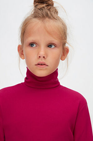 Mürdüm Basic Kışlık Tam Balıkçı Yaka Uzun Kollu Kız Çocuk Tişört