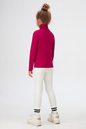 Mürdüm Basic Kışlık Tam Balıkçı Yaka Uzun Kollu Kız Çocuk Tişört