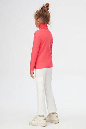 Nar Çiçeği Basic Kışlık Tam Balıkçı Yaka Uzun Kollu Kız Çocuk Tişört