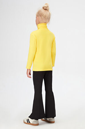 Sarı Basic Kışlık Tam Balıkçı Yaka Uzun Kollu Kız Çocuk Tişört