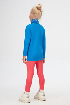 Saks Basic Kışlık Tam Balıkçı Yaka Uzun Kollu Kız Çocuk Tişört