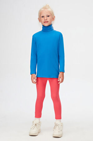 Saks Basic Kışlık Tam Balıkçı Yaka Uzun Kollu Kız Çocuk Tişört