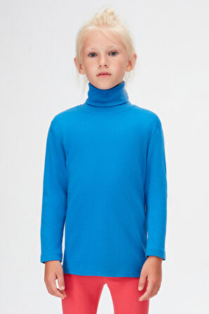 Saks Basic Kışlık Tam Balıkçı Yaka Uzun Kollu Kız Çocuk Tişört