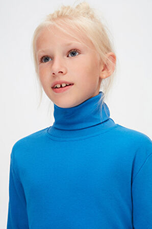 Saks Basic Kışlık Tam Balıkçı Yaka Uzun Kollu Kız Çocuk Tişört