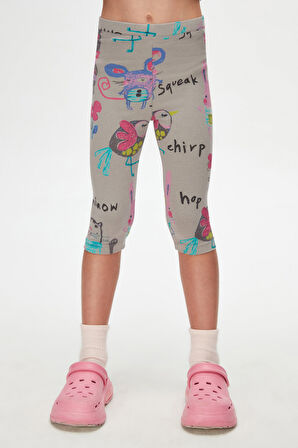 Ay Grisi Chirping Animals Kız Çocuk Desenli Diz Altı Tayt Kapri