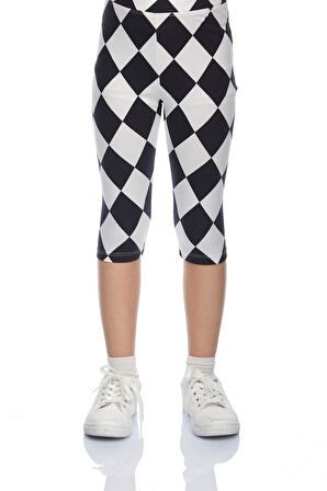 Monochrome Diamond Kız Çocuk Desenli Diz Altı Tayt Kapri