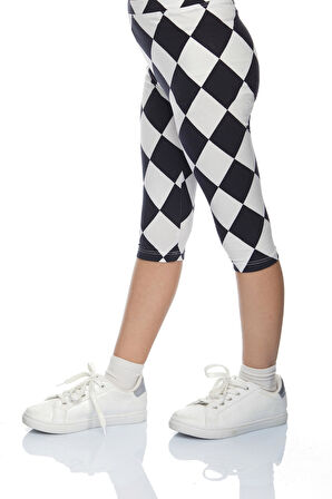 Monochrome Diamond Kız Çocuk Desenli Diz Altı Tayt Kapri
