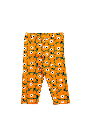 Turuncu Flower Clouds Kız Çocuk Desenli Diz Altı Tayt Kapri