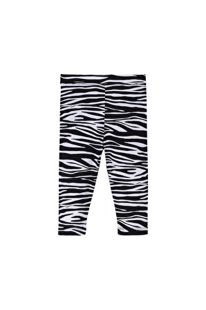 Zebra Kız Çocuk Desenli Diz Altı Tayt Kapri