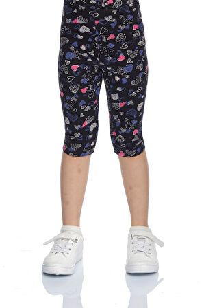 Lovely Hearts Kız Çocuk Desenli Diz Altı Tayt Kapri