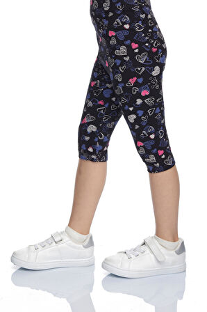 Lovely Hearts Kız Çocuk Desenli Diz Altı Tayt Kapri