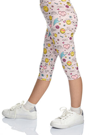 Friendly Smile Kız Çocuk Desenli Diz Altı Tayt Kapri