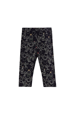 Line Art Cactus Kız Çocuk Desenli Diz Altı Tayt Kapri