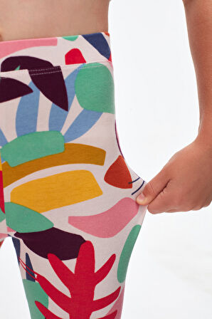 Cutouts Foliage Kız Çocuk Desenli Diz Altı Tayt Kapri