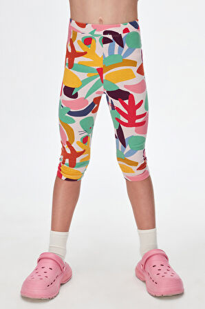 Cutouts Foliage Kız Çocuk Desenli Diz Altı Tayt Kapri