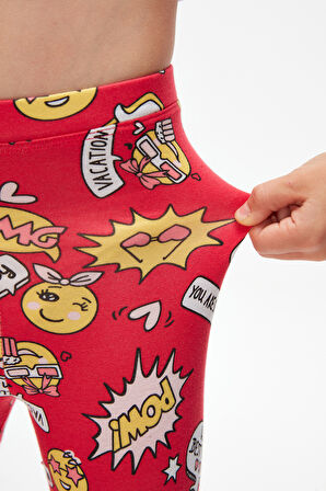 So Cool Kız Çocuk Desenli Diz Altı Tayt Kapri