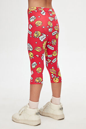 So Cool Kız Çocuk Desenli Diz Altı Tayt Kapri