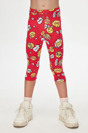 So Cool Kız Çocuk Desenli Diz Altı Tayt Kapri