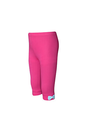Fuşya Basic Kız Çocuk Fiyonklu Diz Altı Tayt Kapri