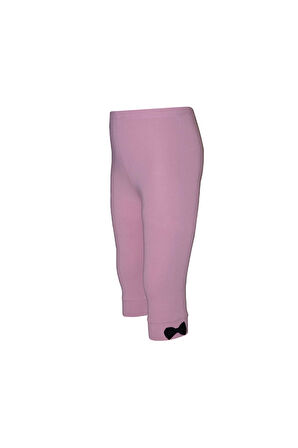 Gül Kurusu Basic Kız Çocuk Fiyonklu Diz Altı Tayt Kapri