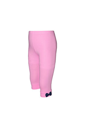 Pembe Basic Kız Çocuk Fiyonklu Diz Altı Tayt Kapri