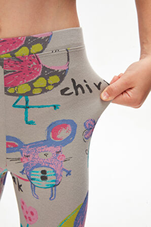 Ay Grisi Chirping Animals Kız Çocuk Yazlık Desenli Tayt