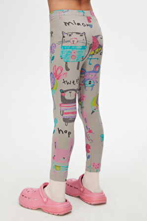 Ay Grisi Chirping Animals Kız Çocuk Yazlık Desenli Tayt